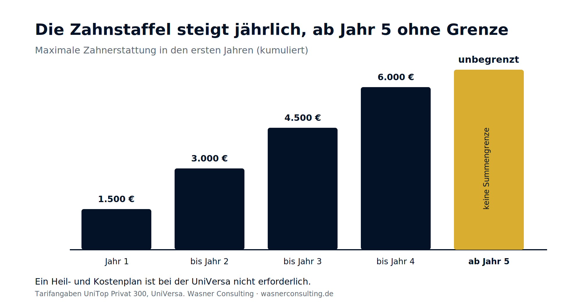 Schaubild 4: Die Zahnstaffel der ersten Jahre, ab Jahr 5 ohne Summengrenze.